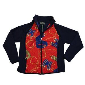 Lauren Active Ralph Lauren Equestrian Print Quilted Zip-Up Jacket – Size L